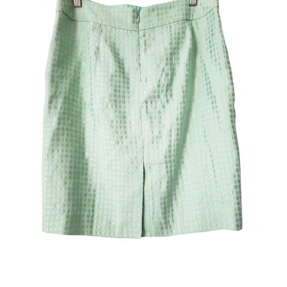 J Crew Green Gold Dazzling Dots Silk Blend Pencil Skirt Size 10 - Picture 6 of 9
